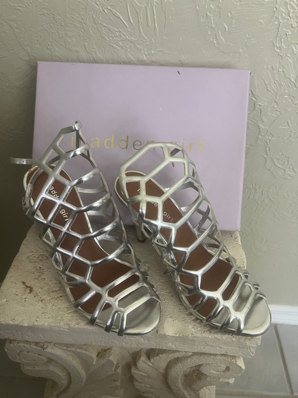 Madden Girl Silver Cage Strappy Heels